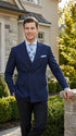 Mens Navy Blue Double Breasted Blazer – Classic Formal Suit Jacket for Business, Wedding, Office and Professional Wear