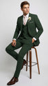 Men’s Forest Green 3 Piece Wedding Suit, Formal Groom Groomsmen Dress Suit Set