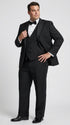 Men’s Black Boot Cut 3-Piece Tuxedo Suit – Peak Lapel Wedding, Prom and Formal Suit 1970s Style