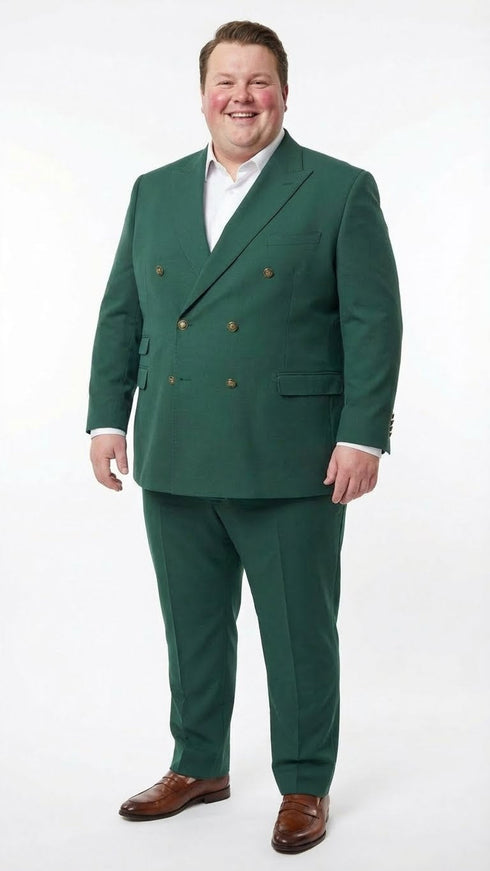Vitali Brand Men’s Emerald Green Double Breasted Suit – Modern Fit Side Vented