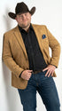 Men’s Camel Suede Cowboy Blazer with Elbow Patch – Camel Western Style Suede Sport Coat for Casual