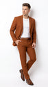 Men’s Burnt Orange Modern Fit Suit – Slim Fit Wedding, Prom and Formal 2-Piece Suit Copper Brick Color