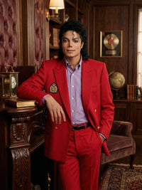 Men’s Red Suit Michael Jackson Award Ceremony Inspired Jacket – Classic Double Breasted Formal Suit , Stylish Party Dinner Jacket, Vintage Stage Wear