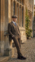Men's Thomas Shelby Brown Herringbone 3-Piece Suit – Peaky Blinders 1920s Vintage-Style Suit with Matching Vest & Trousers