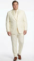 Men’s Ivory Tuxedo Suit with Satin Notch Lapel – Formal Wedding and Evening Wear Suit in Cream Off White Color