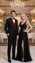 Statement Men's Black with Red Lapel Vested 100% Wool Tuxedo