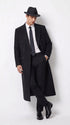 Men’s Godfather Black Double-Breasted Long Overcoat – Vintage Mobster Gangster Coat