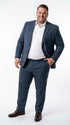 Men's Blue Micro Check Hounstooth small windowpane plaid 3-Piece Suit – Vested Slim Fit Business, Wedding & Formal Suit
