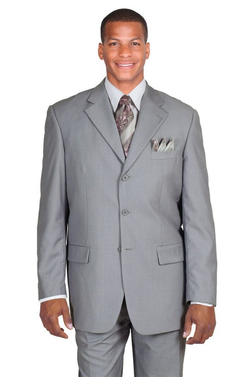 Mens 3 Button Polyester Fashion Suit in Grey