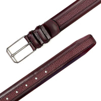 Mezlan Leather & Deerskin Belt Burgundy (AO11113)