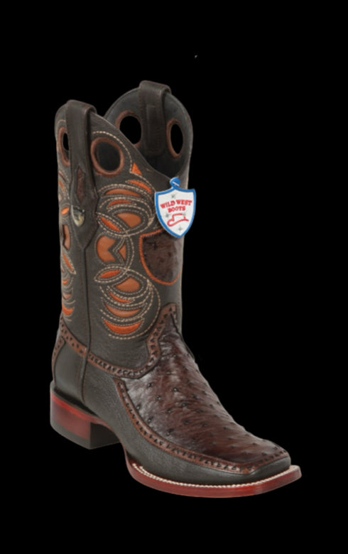 Wild West Botas de Avestruz Horma Dubai Toe Faded Brown