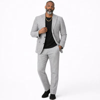 Mens Premium Cotton Seersucker Stripe Suit – Black