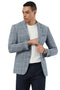 Men's Stacy Adams Modern Fit Windowpane Plaid Blazer in Light Blue