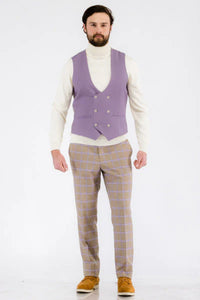 Modern Slim Fit Mens Suit – 2 Button Notch Lapel with U-Shaped Double Breasted Vest