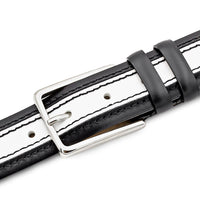 Mezlan Two-Tone Leather Belt Black / White (AO11670)
