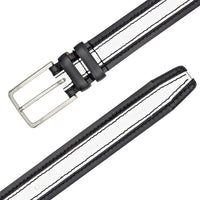 Mezlan Two-Tone Leather Belt Black / White (AO11670)