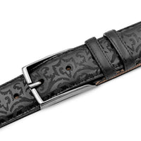 Mezlan Laser Print Calfskin Belt Black