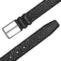 Mezlan Laser Print Calfskin Belt Black