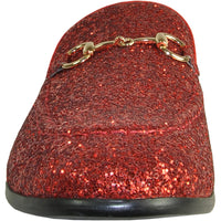 Bravo Mens Modern Glitter Sequin Prom Tuxedo Loafer in Red - Men's Dress Shoes