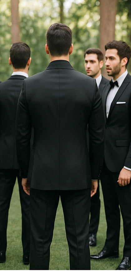 Adrian One Button Black Slim Fit Wedding Groomsmen Suit Online