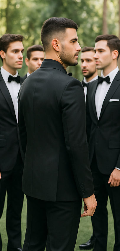 Adrian One Button Black Slim Fit Wedding Groomsmen Suit Online