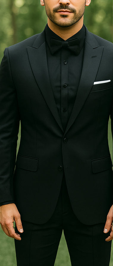 Adrian One Button Black Slim Fit Wedding Groomsmen Suit Online