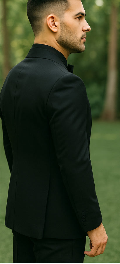 Adrian One Button Black Slim Fit Wedding Groomsmen Suit Online