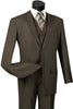 Mens Classic Fit Flat Front Vested Suit in Brown