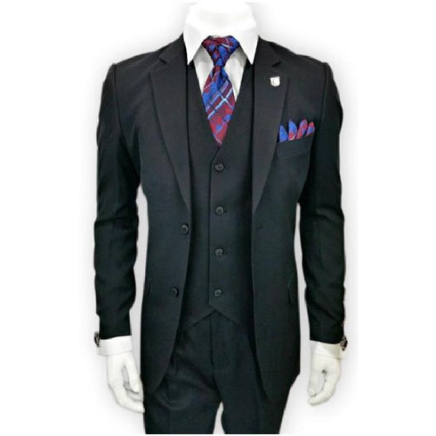 Alberto Nardoni Black Single Breasted Notch Lapel suit