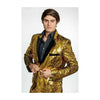 Alberto Nardoni Brand Men's Gold Sequins Velvet Lapel Blazer