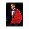 Alberto Nardoni Hot Red Velvet Tuxedo Blazer Suit
