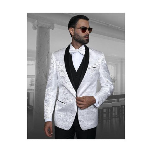 Alberto Nardoni Mens Blazer Shawl Lapel White Sport Coat