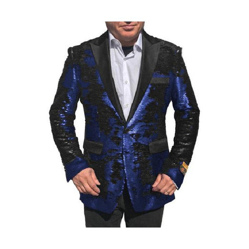 Alberto Nardoni Navy Blue Black Shiny Sequin Sport Jacket