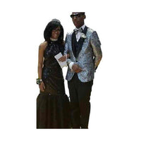 Alberto Nardoni Silver Two Toned Paisley Sequin Blazer