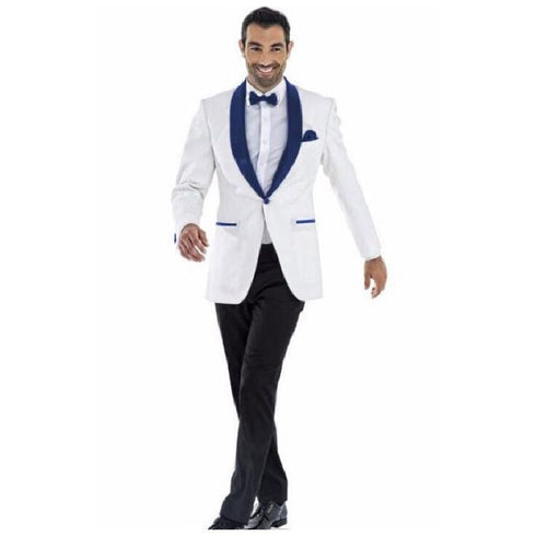 Alberto Nardoni White And Dark Royal Slim Fit Suit