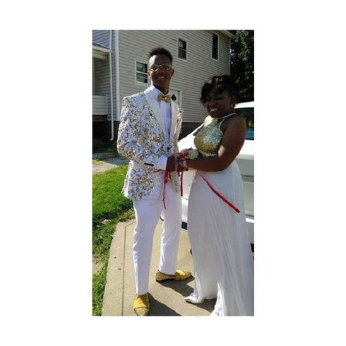 Alberto Nardoni White/Gold Buttons Closure Sport Jacket