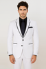 All White Mens Tuxedo - Wedding Suit - Mens Two Button Slim Fit Vested Prom Tuxedo Suit With Trim In White