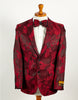 Mens Slim Fit Paisley Shawl Lapel Prom Dinner Jacket Tuxedo Blazer in Dark Red