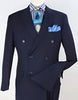 Double Breasted Suits - Vested Suits Wool Fabric - Apolo King Brand - Navy Suit