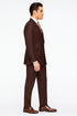 Double Breasted Suits - Vested Suits Wool Fabric - Apolo King Brand - Solid Brown Suit
