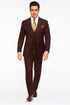 Double Breasted Suits - Vested Suits Wool Fabric - Apolo King Brand - Solid Brown Suit