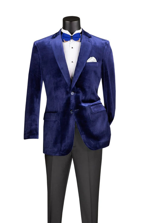 Velvet Regular Fit Fashion Jacket in Sapphire