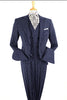 Mens Vested 1920's Wide Bold Gangster Pinstripe Suit in Navy Blue