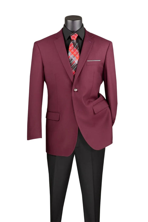 Regular Fit Blazer 2 Button in Burgundy