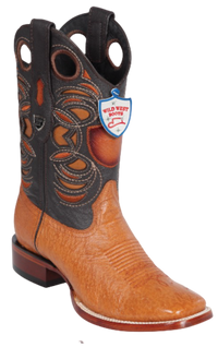 Wild West Botas de Panza de Avestruz Horma Square Toe Miel
