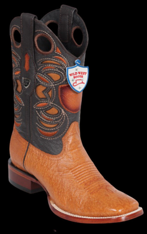 Wild West Botas de Panza de Avestruz Horma Square Toe Miel