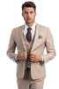 Men's Two Button Slim Fit Vested Solid Basic Color Suit in Medium Tan