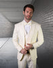 Mens One Button Peak Lapel Paisley Tuxedo in Ivory
