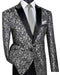 Silver Regular Fit Floral Pattern Jacket Peak Lapel