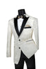 Ivory Regular Fit Floral Pattern Jacket Peak Lapel